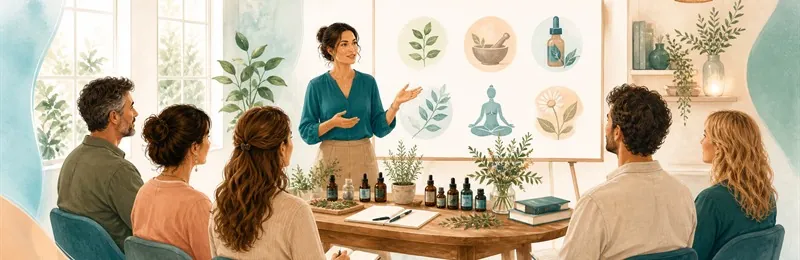Formation et conférence sur la naturopathie animée devant un groupe